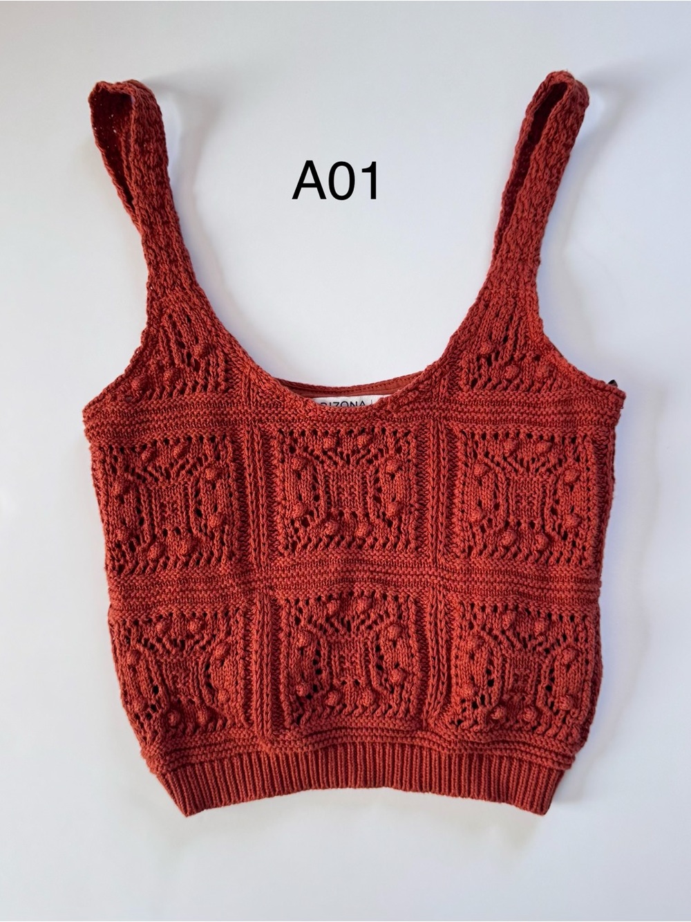 Arizona Jean Company Rust Orange Crochet Knit Crop Top - Picture 2 of 6